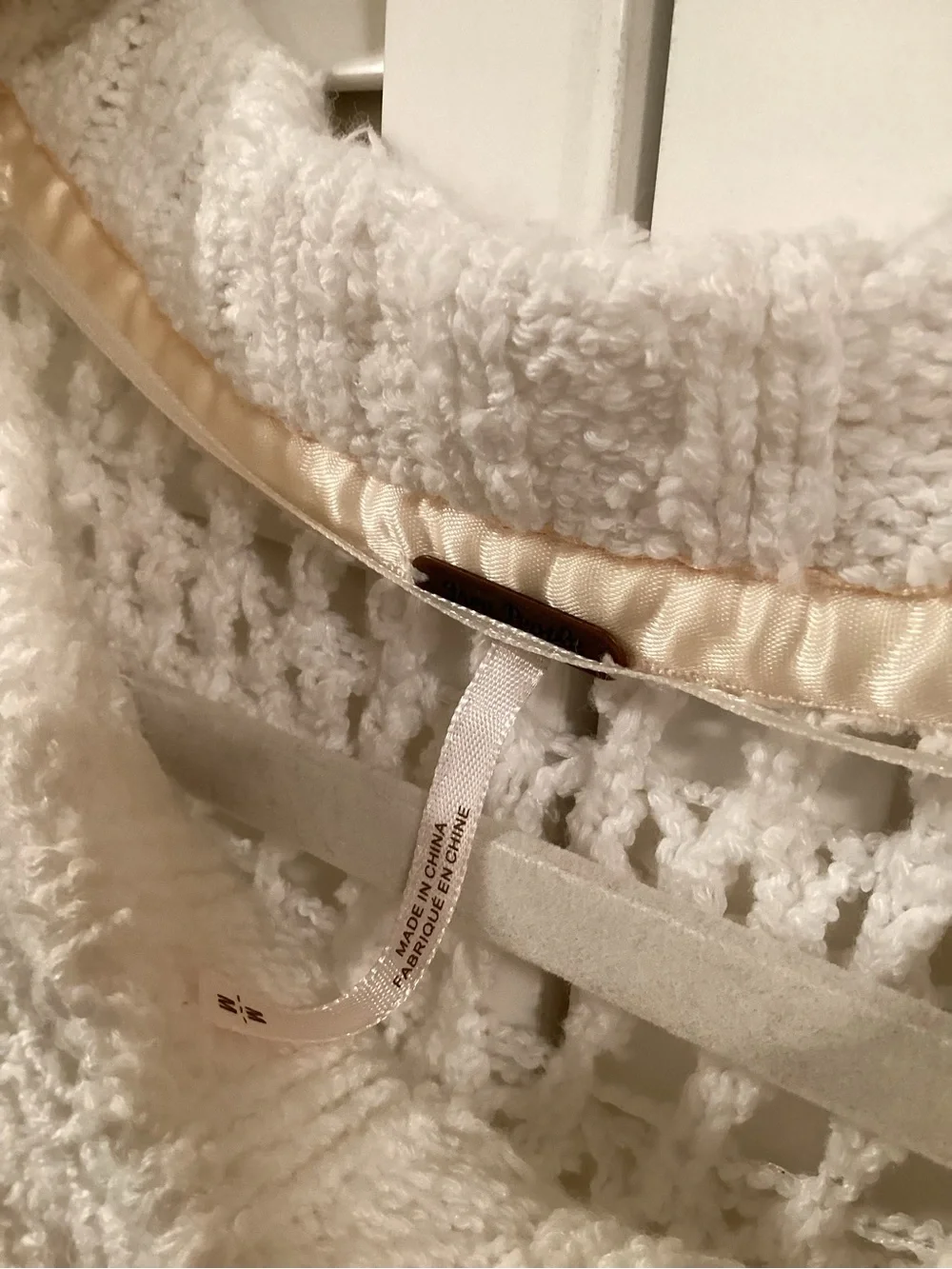 FREE PEOPLE Caught Up Bell Sleeve Crochet Knit Sweater White Med.